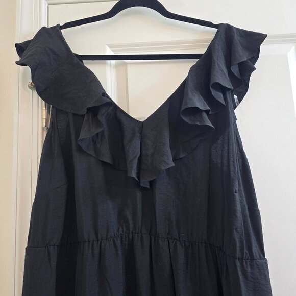 Women's Flutter Short Sleeve Maxi A-Line Dress - Ava & Viv - Black 2X - Picture 3 of 13